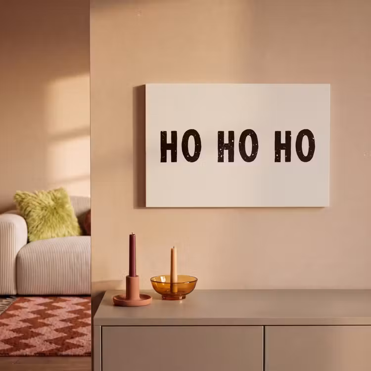 Canvas schilderij - Kerstmis - Ho ho ho - Spreuken - Beige - Kerstman — 2