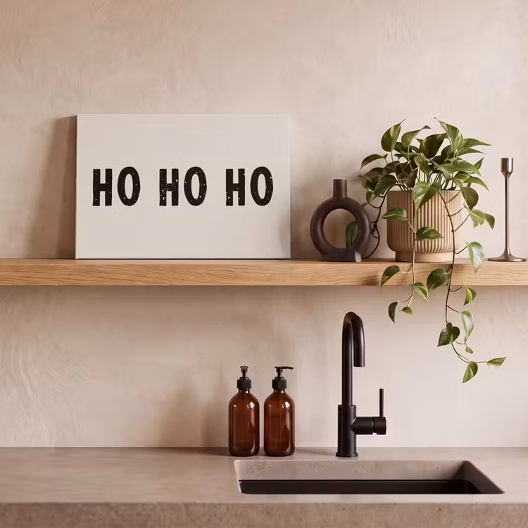 Canvas schilderij - Kerstmis - Ho ho ho - Spreuken - Beige - Kerstman — 3