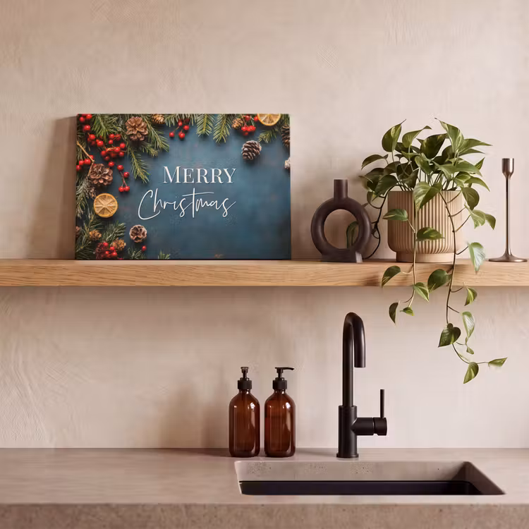 Canvas schilderij - Merry Christmas - Blauw - Kerst - Winter — 3