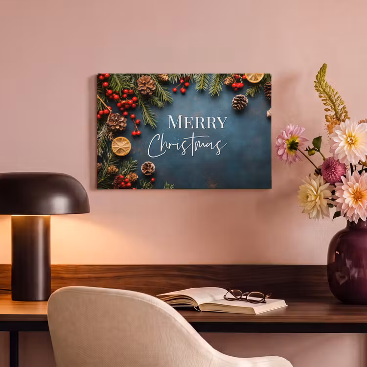 Canvas schilderij - Merry Christmas - Blauw - Kerst - Winter — 4