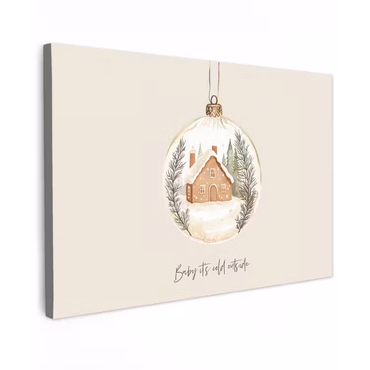 Canvas schilderij - Quote - Winter - Kerst - Beige - Kerstbal — 1