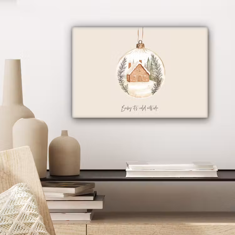 Canvas schilderij - Quote - Winter - Kerst - Beige - Kerstbal — 5