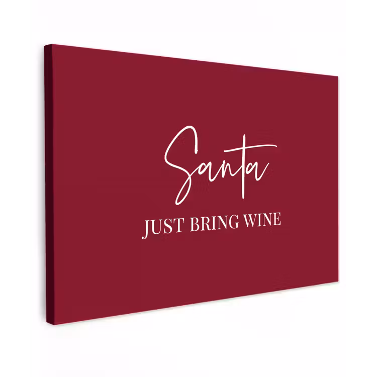Canvas schilderij - Santa - Wine - Rood - Kerst - Kerstman — 1