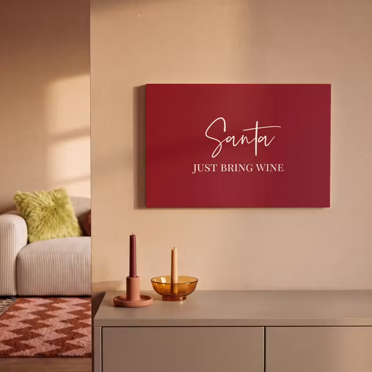 Canvas schilderij - Santa - Wine - Rood - Kerst - Kerstman — 2