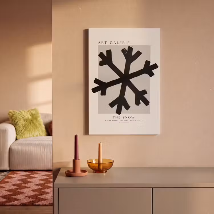 Canvas schilderij - Sneeuwvlok - Kerstmis - Zwart - Feestdagen — 2