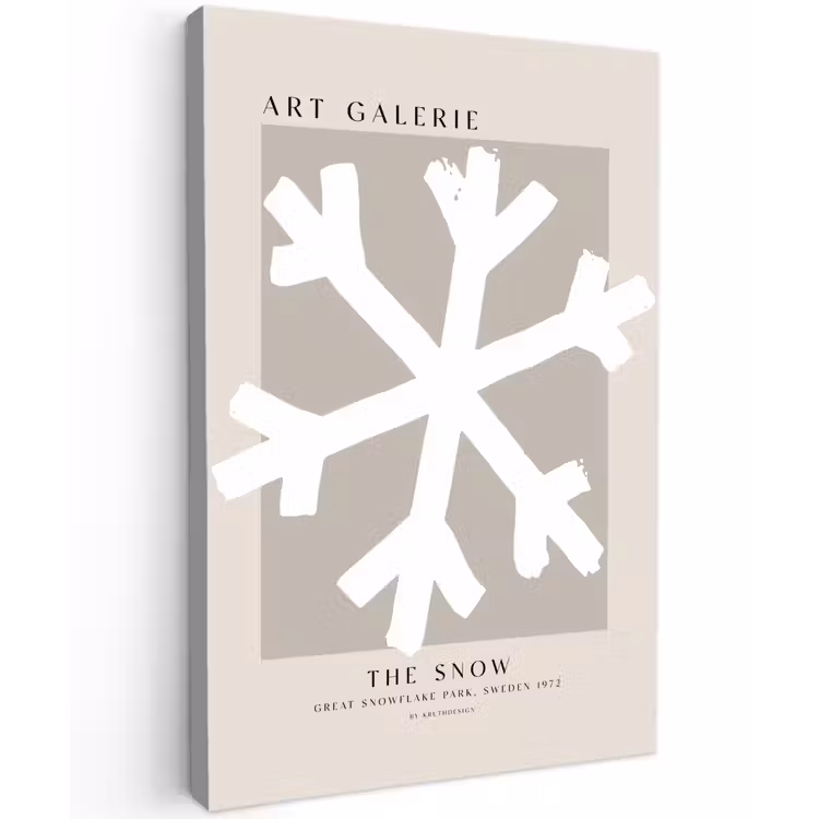Canvas schilderij - Sneeuwvlok - Wit - Winter - Kerst — 1