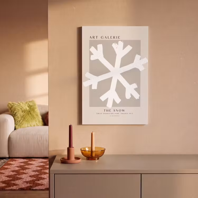 Canvas schilderij - Sneeuwvlok - Wit - Winter - Kerst — 2