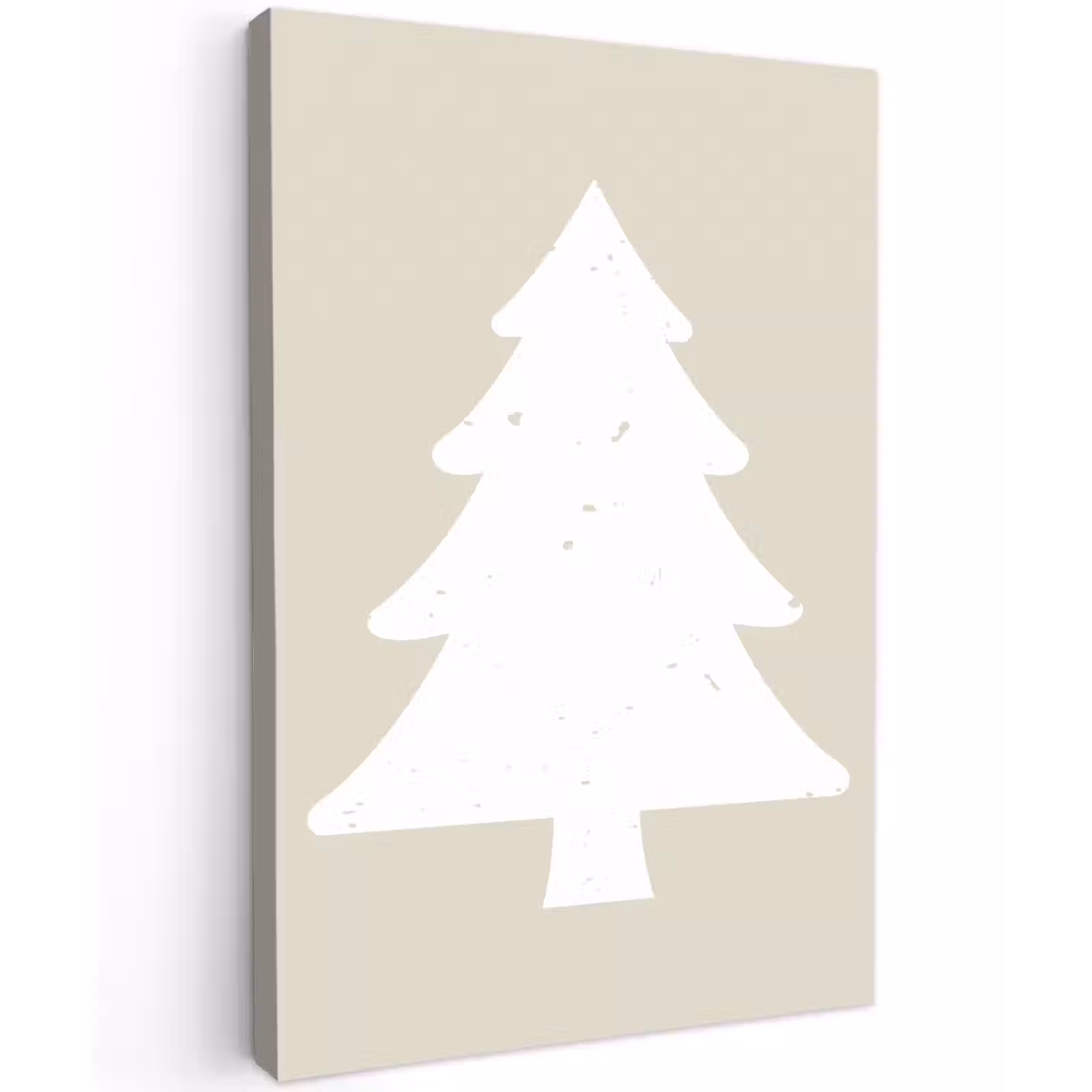 Canvas schilderij - Japandi - Kerstboom - Beige - Kerstversiering — 1
