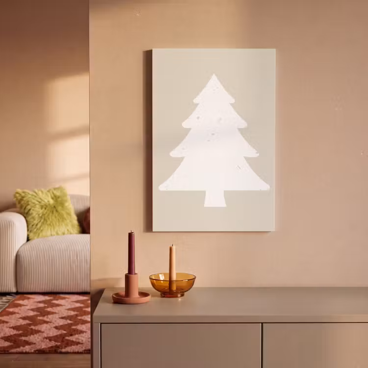Canvas schilderij - Japandi - Kerstboom - Beige - Kerstversiering — 2