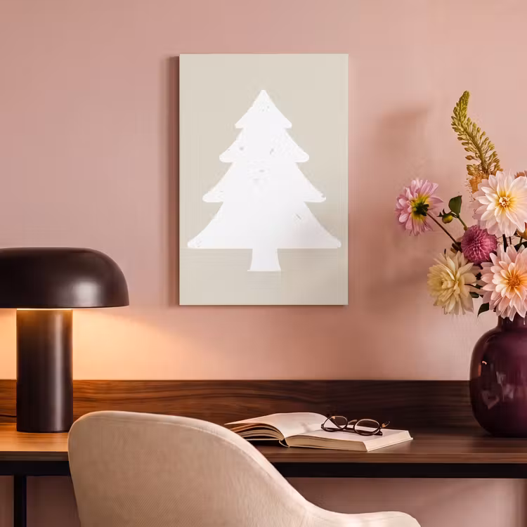 Canvas schilderij - Japandi - Kerstboom - Beige - Kerstversiering — 4