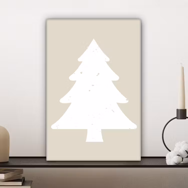 Canvas schilderij - Japandi - Kerstboom - Beige - Kerstversiering — 5