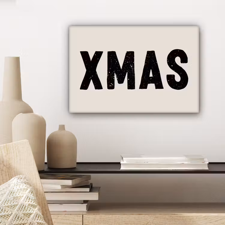 Canvas schilderij - Kerst - Beige - Quotes - Xmas - Feestdagen — 5