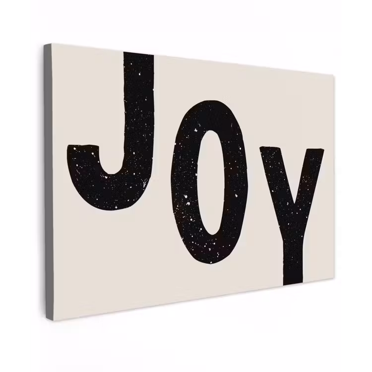 Canvas schilderij - Kerst - Quote - Joy - Zwart - Feestdagen — 1