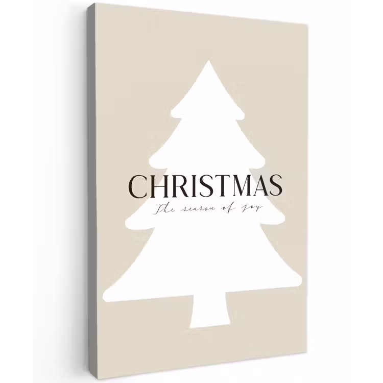 Canvas schilderij - Kerstboom - Japandi - Christmas - Beige — 1
