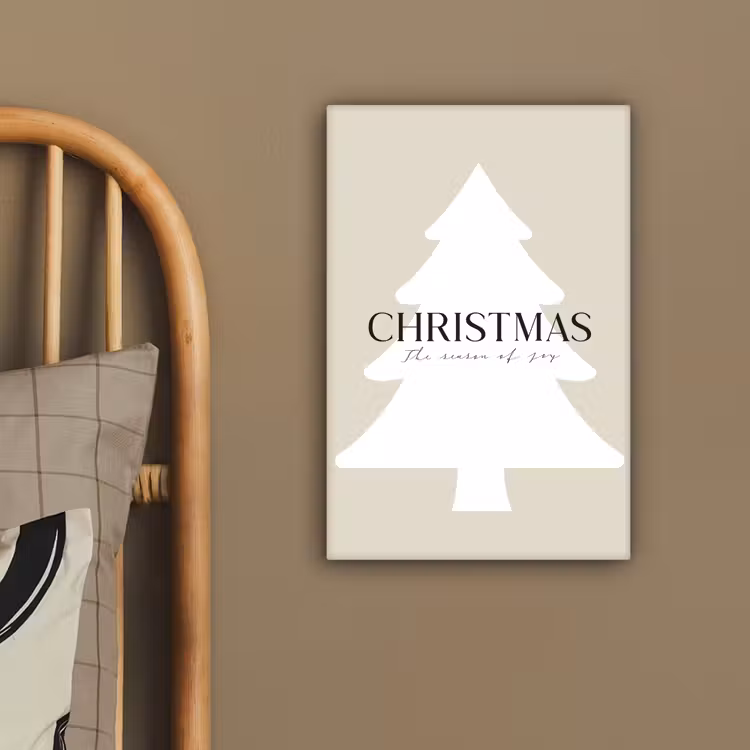 Canvas schilderij - Kerstboom - Japandi - Christmas - Beige — 3