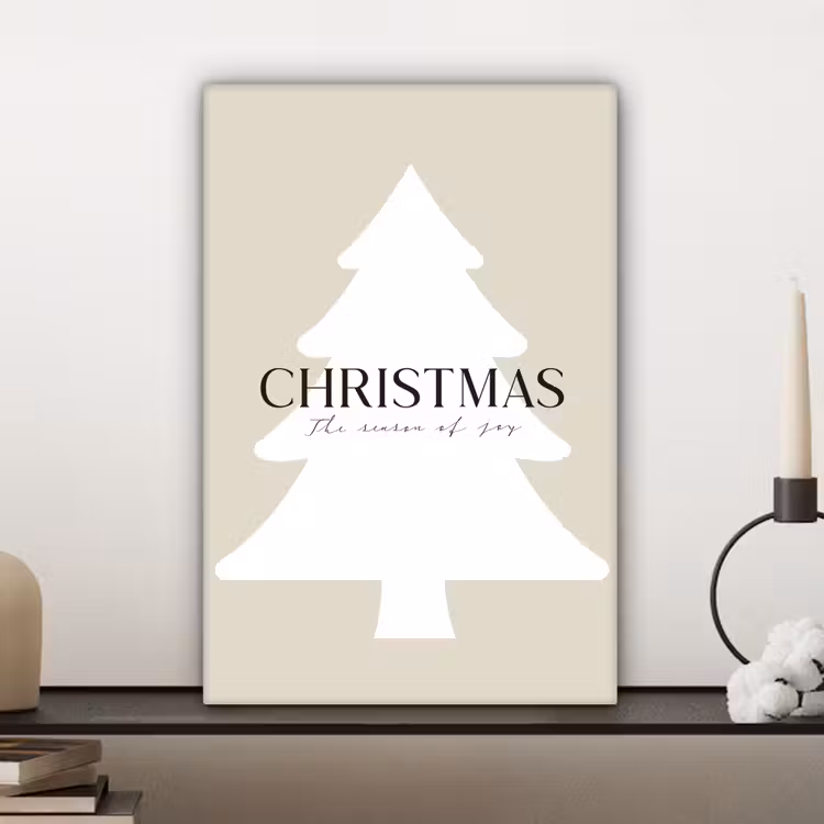 Canvas schilderij - Kerstboom - Japandi - Christmas - Beige — 5