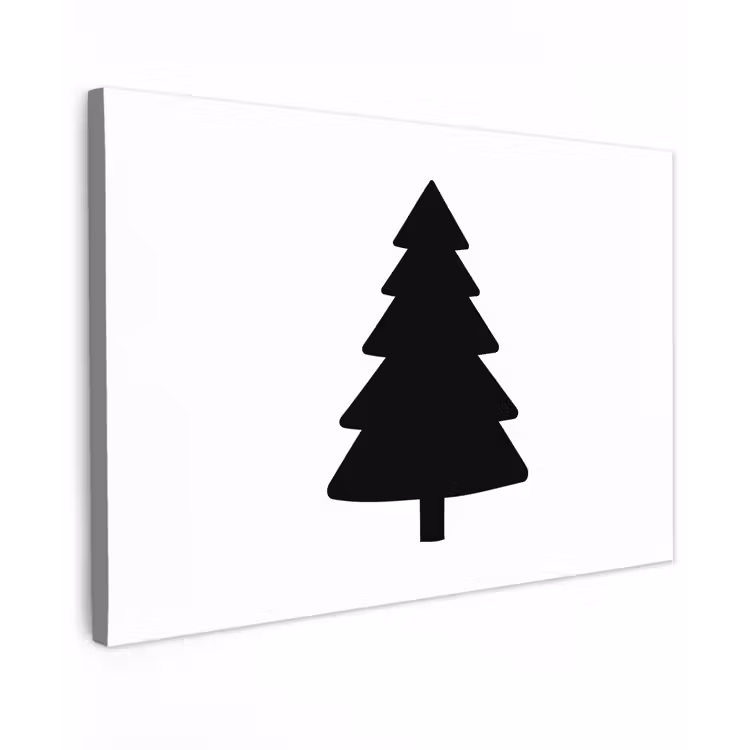 Canvas schilderij - Kerstboom - Zwart - Kerstmis - Feest — 1