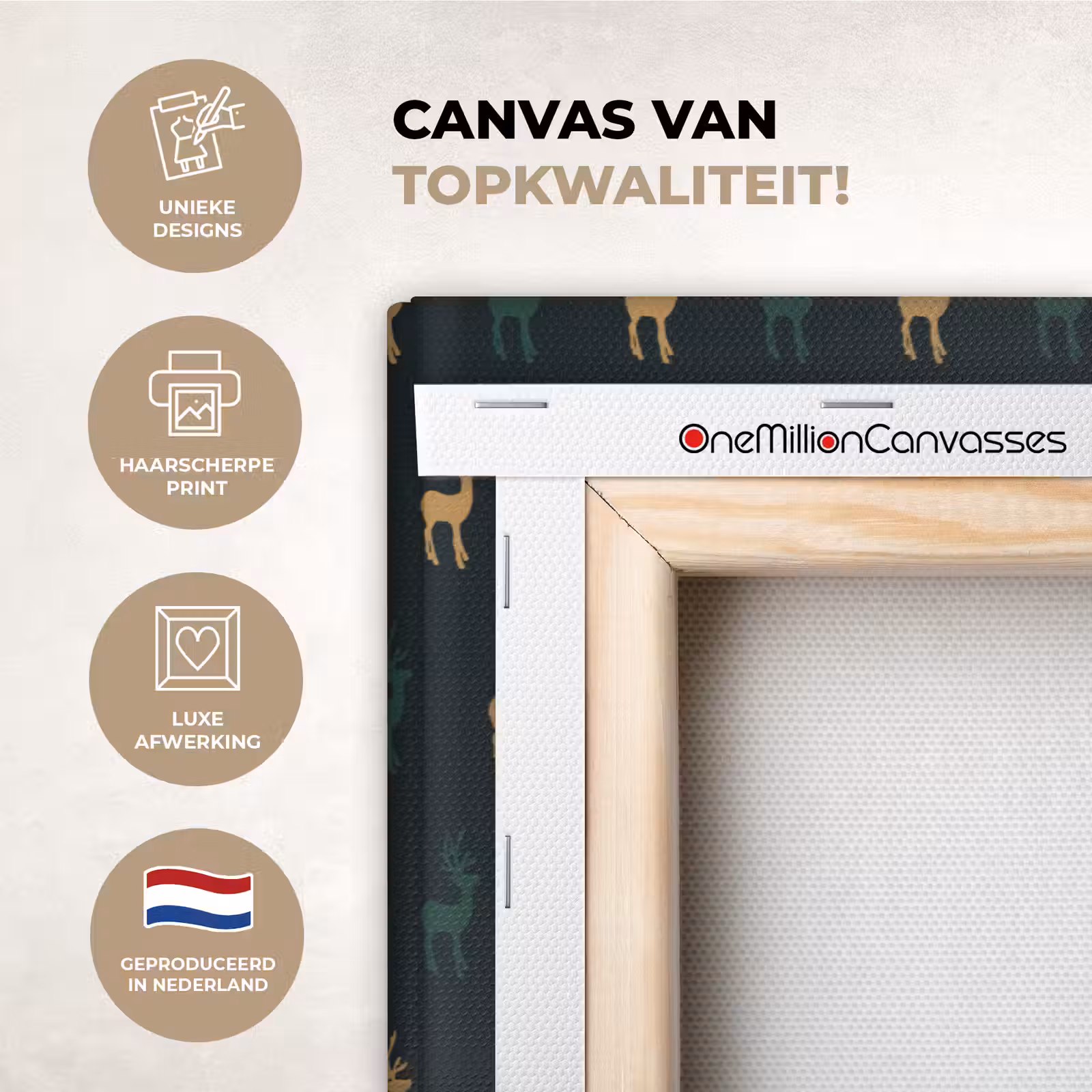 Canvas schilderij - Patroon - Groen - Herten — 1