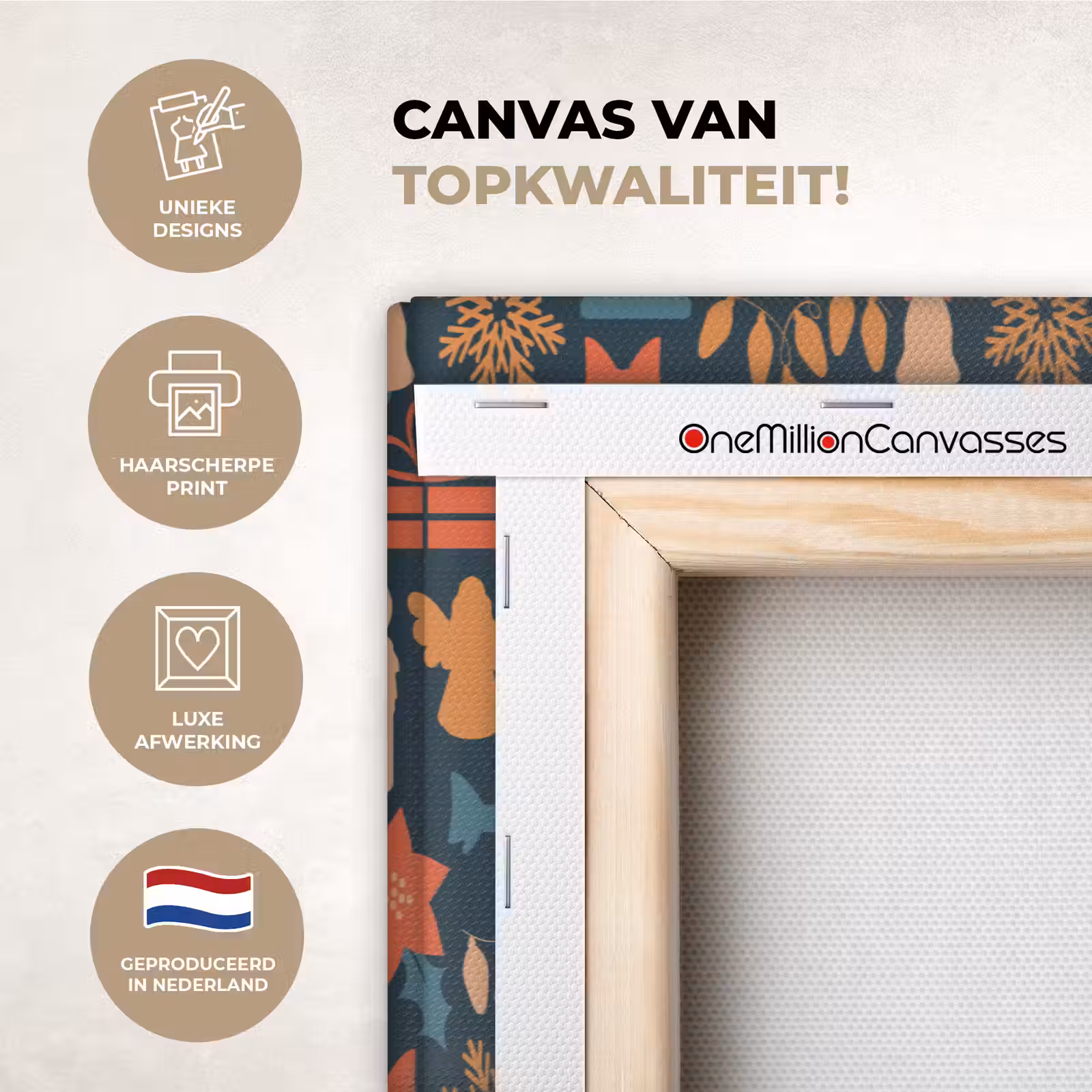 Canvas schilderij - Patroon - Kerst - Symbolen - Blauw — 1