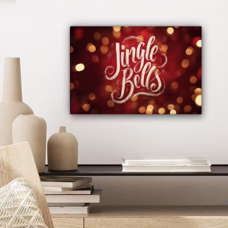 Canvas schilderij - Jingle - Bells - Kerst - Rood — 5