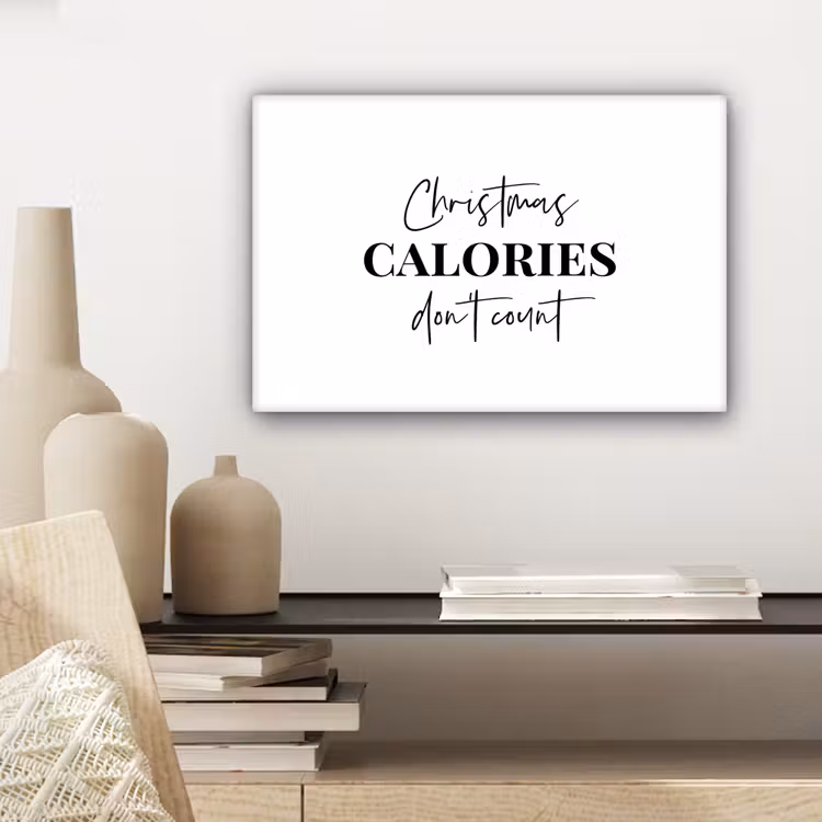 Canvas schilderij - Kerst quote - Winter - Christmas calories - Wit — 5