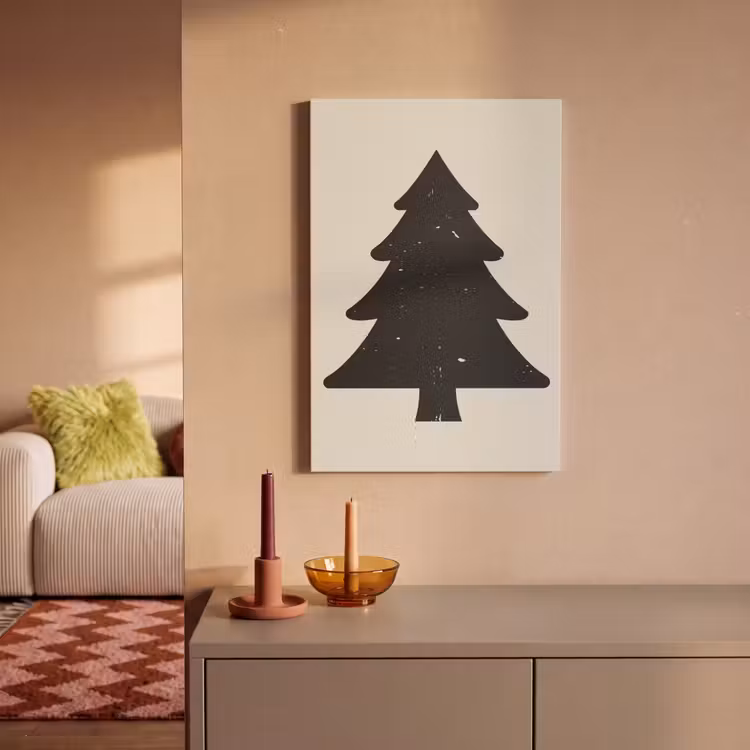 Canvas schilderij - Kerstboom - Zwarte kerstboom - Boom - Japandi — 2