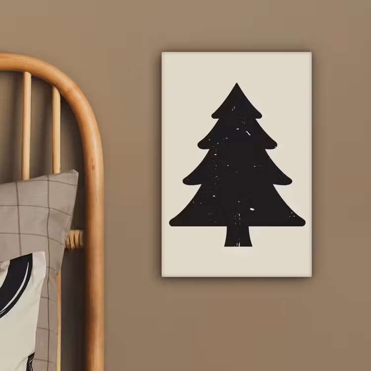 Canvas schilderij - Kerstboom - Zwarte kerstboom - Boom - Japandi — 3