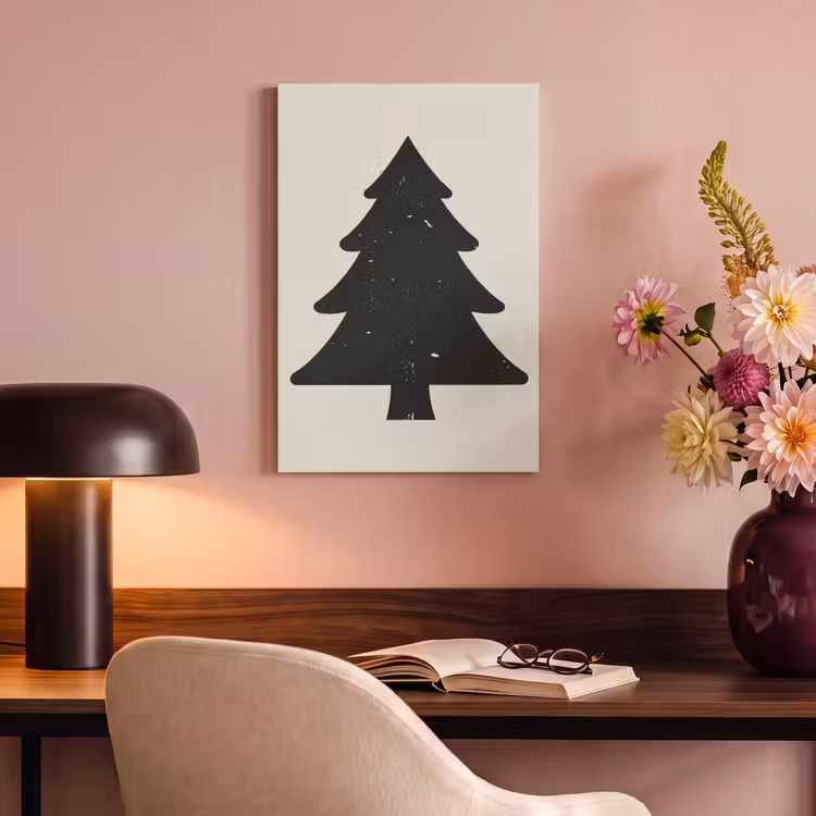 Canvas schilderij - Kerstboom - Zwarte kerstboom - Boom - Japandi — 4