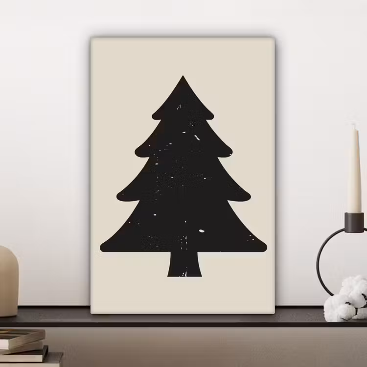 Canvas schilderij - Kerstboom - Zwarte kerstboom - Boom - Japandi — 5