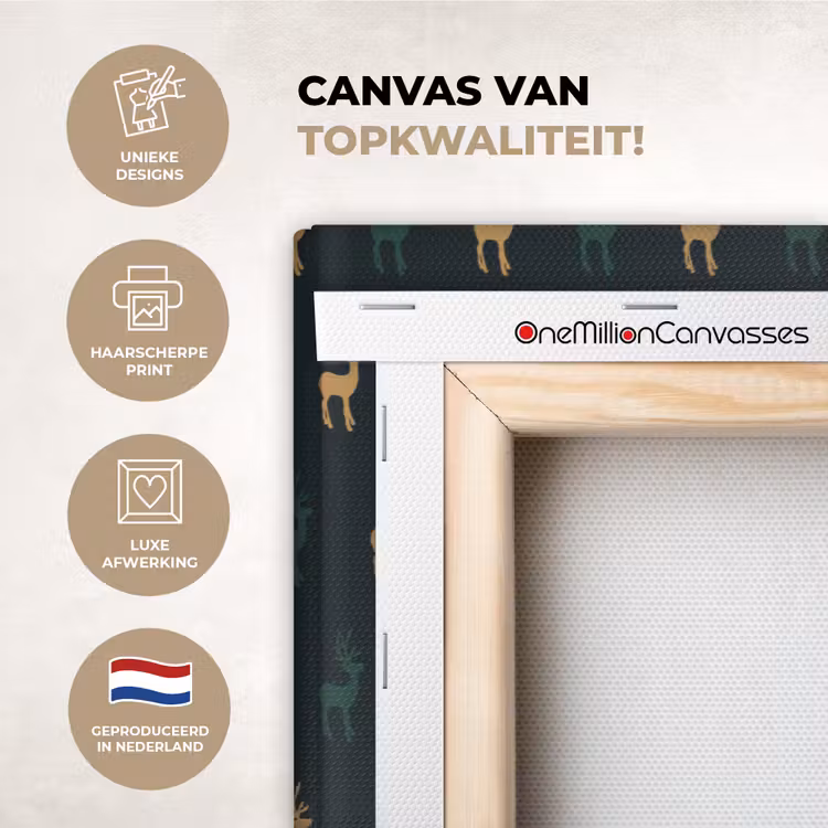 Canvas schilderij - Patroon - Groen - Herten — 1