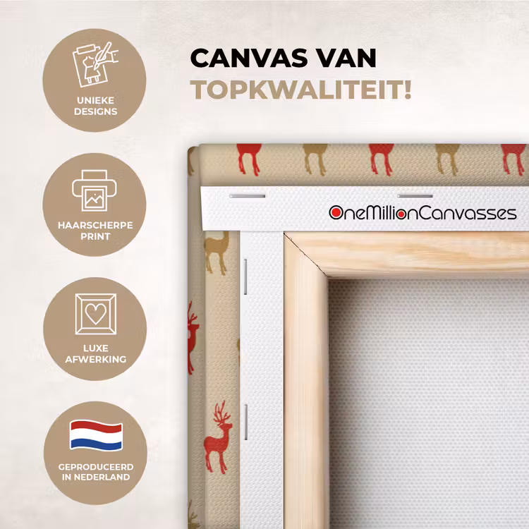 Canvas schilderij - Patroon - Herten - Beige — 1