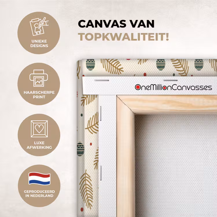 Canvas schilderij - Patroon - Kerst - Symbolen - Beige — 1