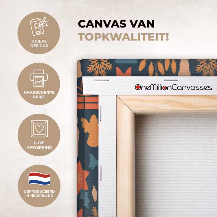 Canvas schilderij - Patroon - Kerst - Symbolen - Blauw — 1