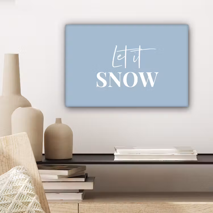 Canvas schilderij - Sneeuw - Winter - Blauw - Let it snow — 5