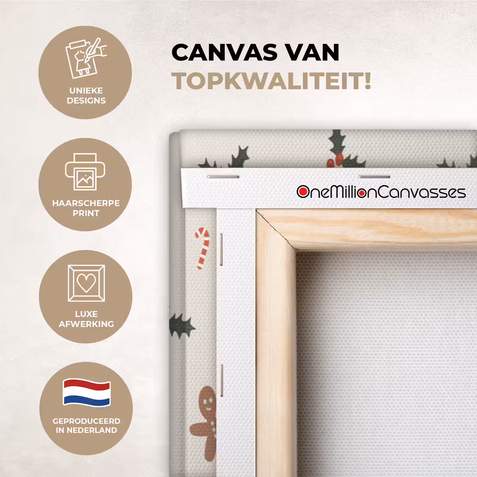 Canvas schilderij - Illustratie - Figuren - Beige — 1