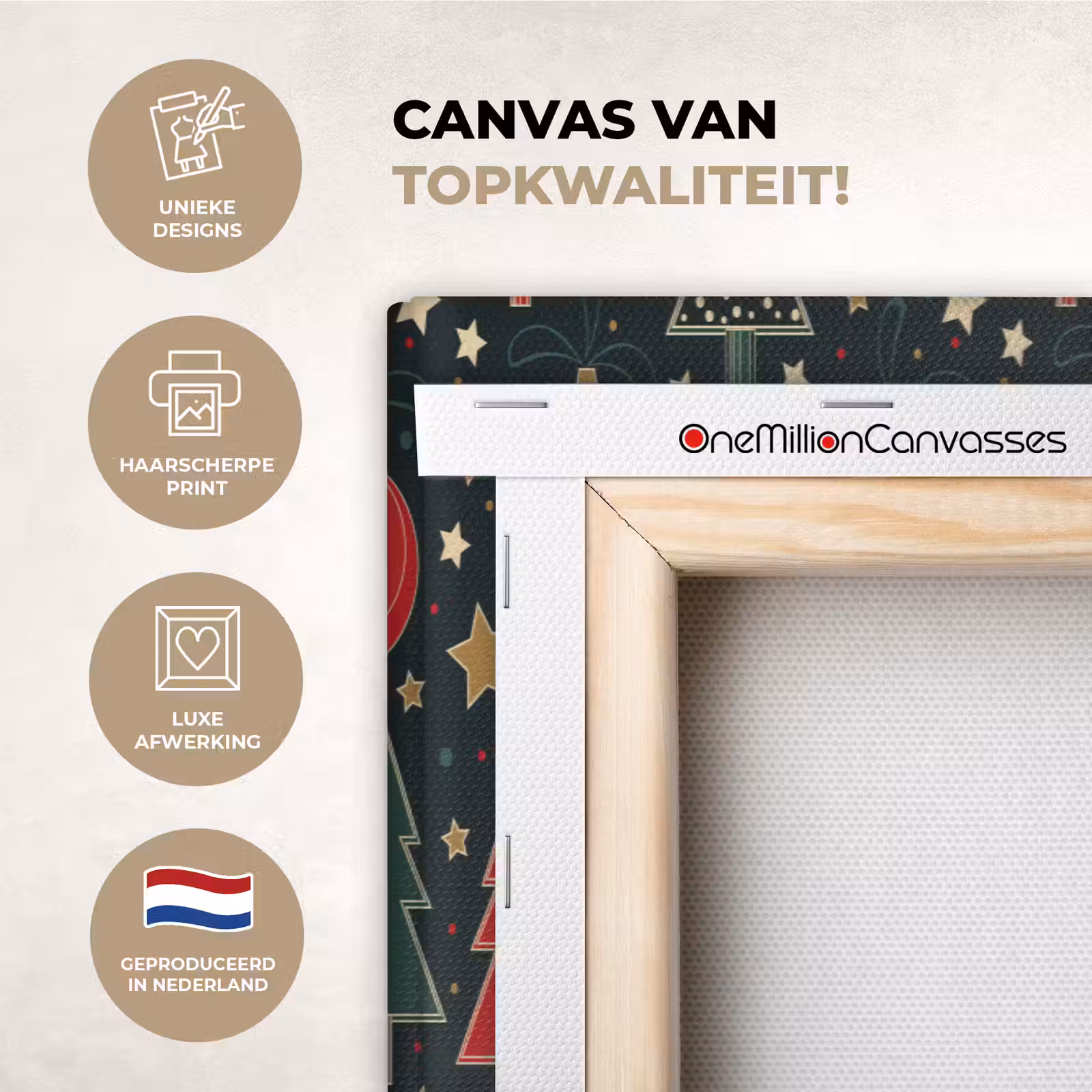 Canvas schilderij - Illustratie - Kerst - Sterren - Groen — 1