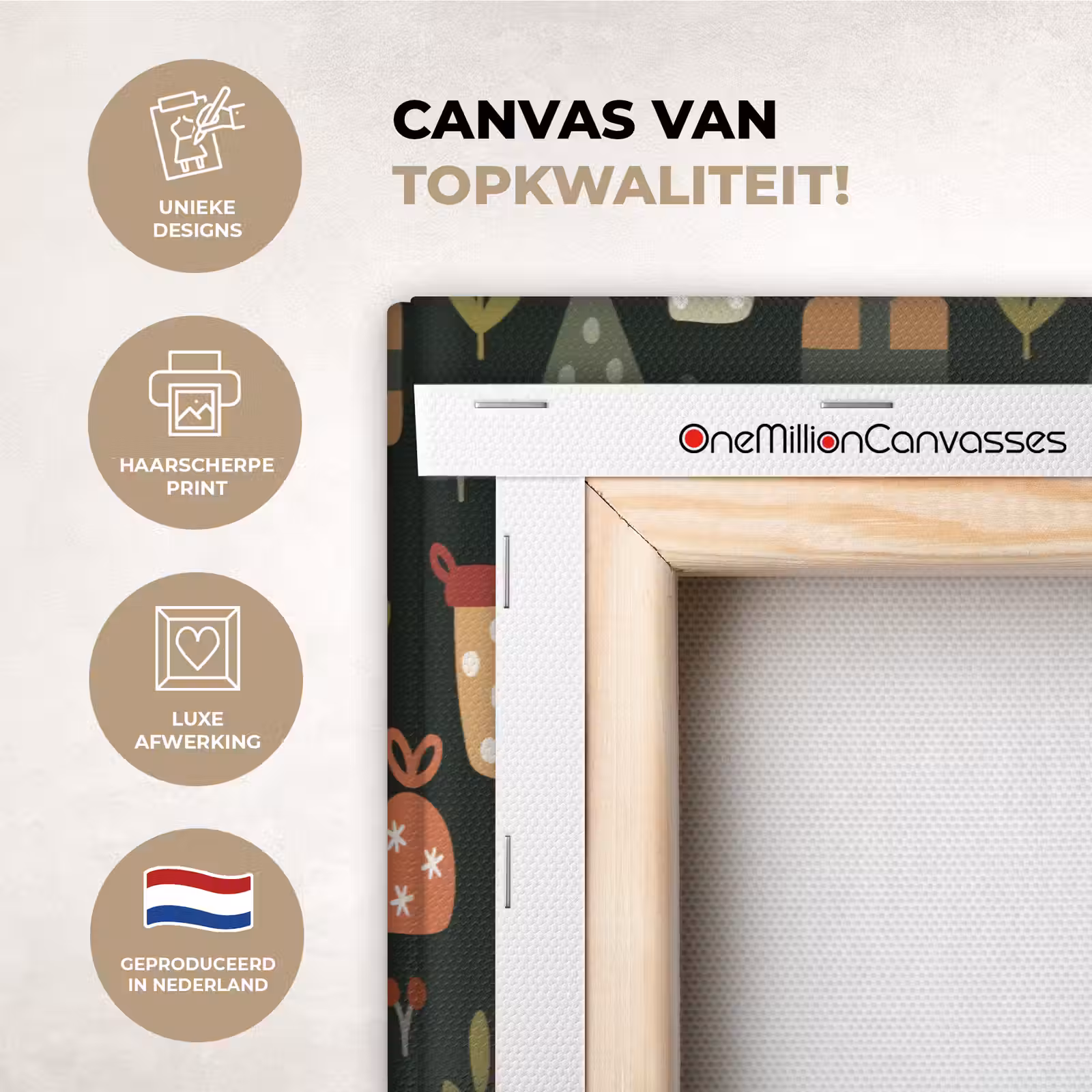 Canvas schilderij - Illustratie - Kerstfiguren - Groen — 1