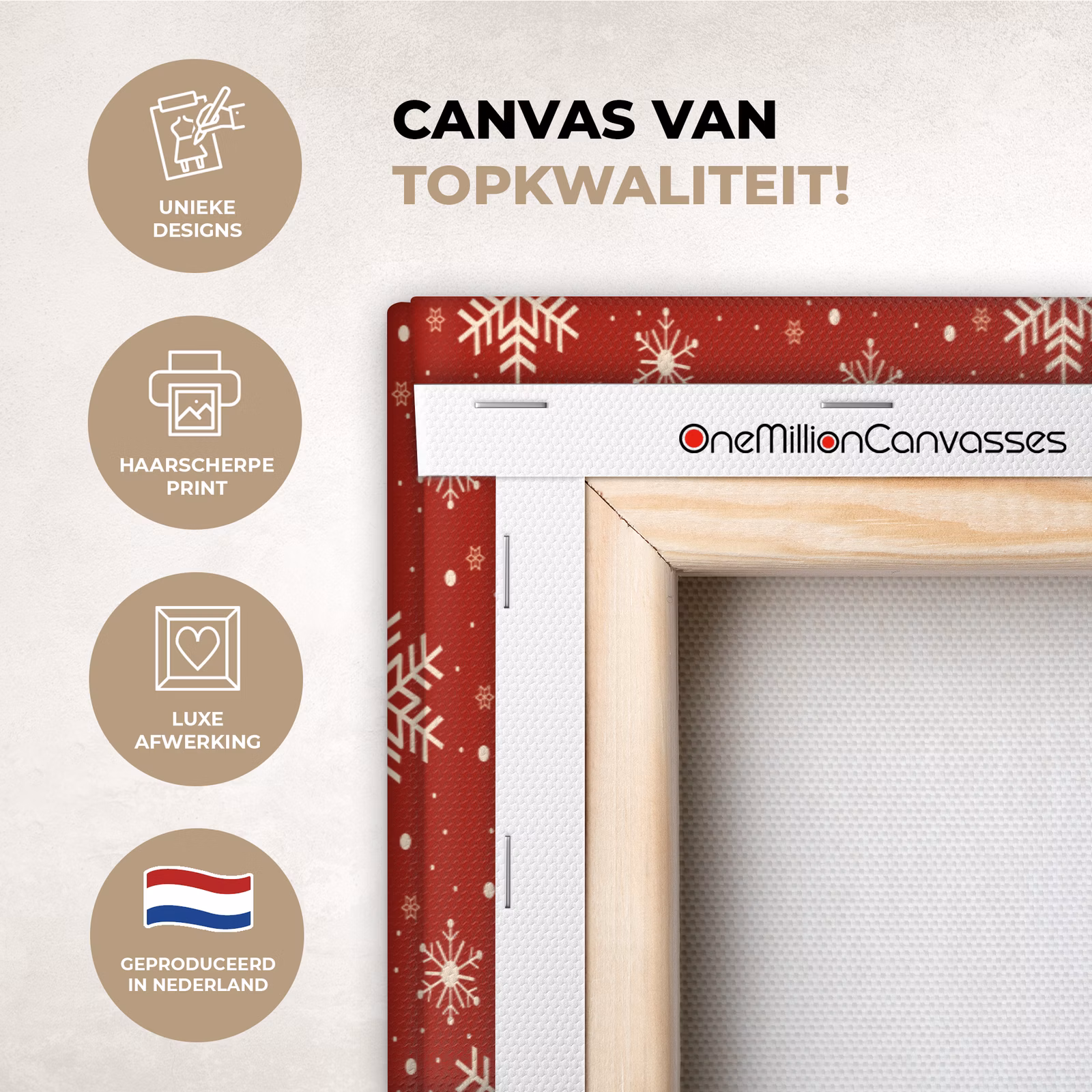 Canvas schilderij - Illustratie - Sneeuwvlokken - Rood — 1
