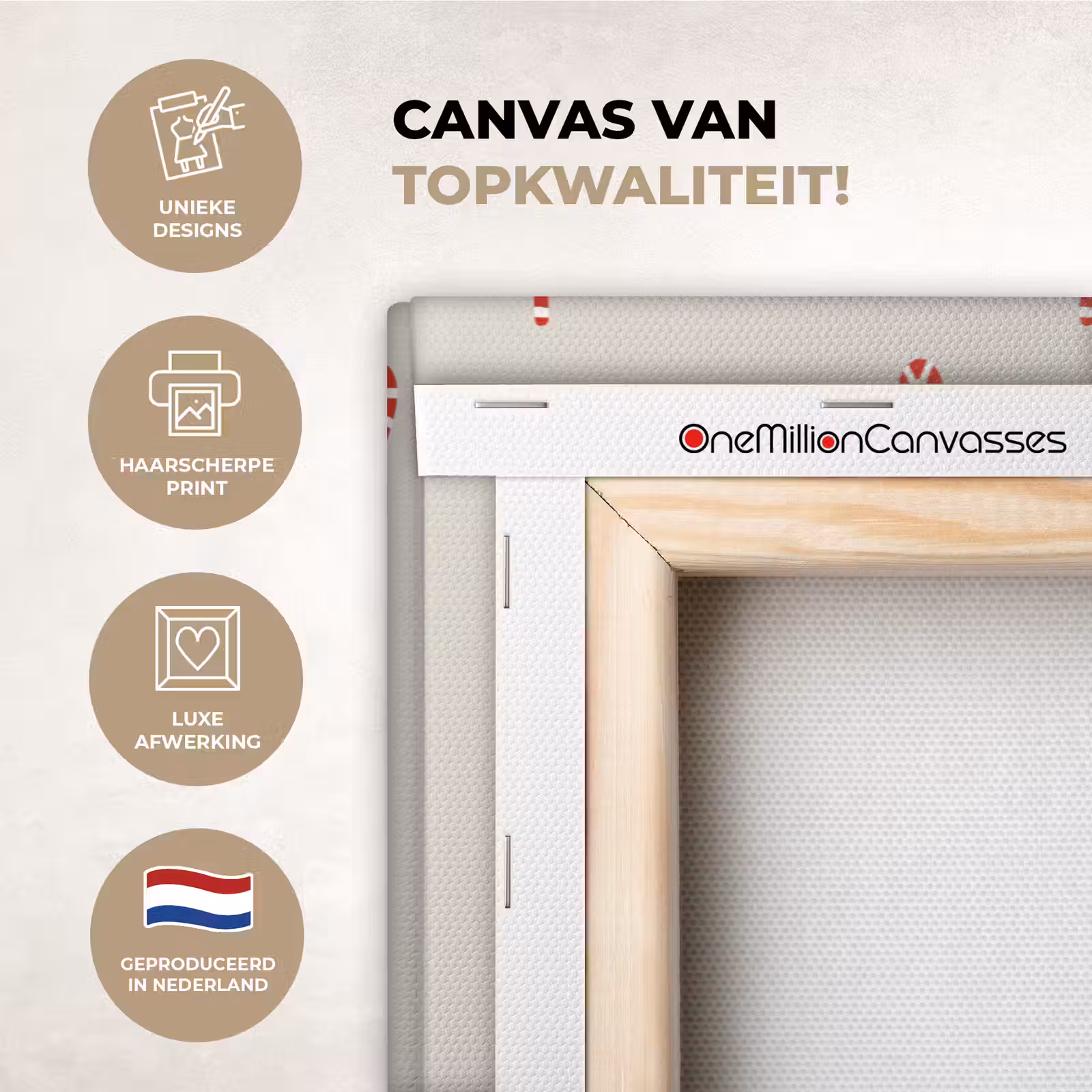 Canvas schilderij - Patroon - Zuurstokken - Beige — 1