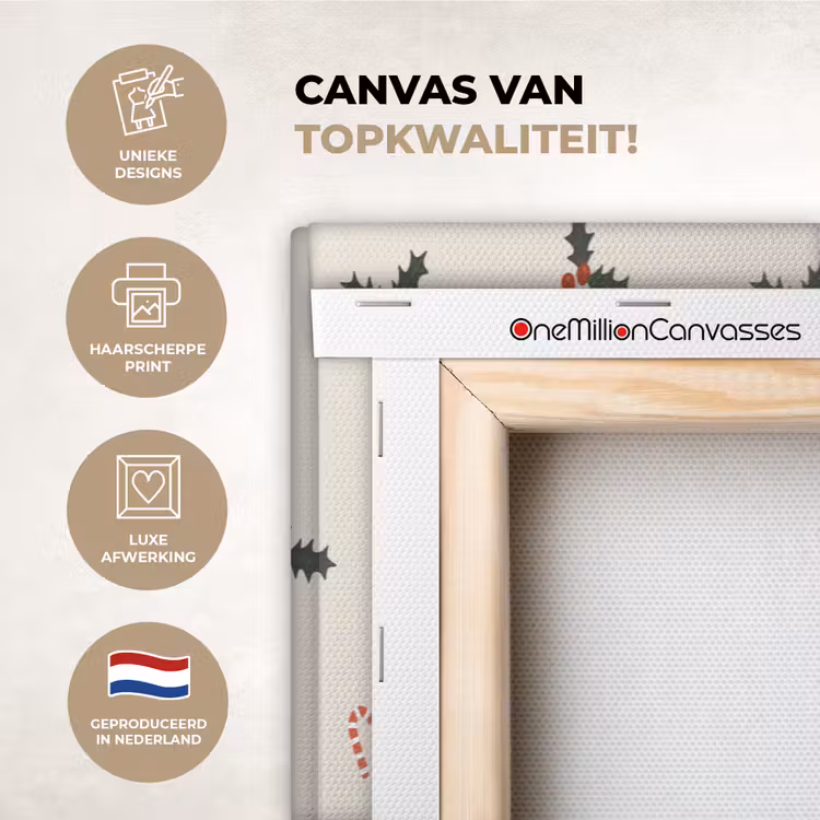 Canvas schilderij - Illustratie - Hulsttakken - Zuurstokken - Beige — 1