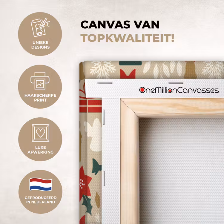 Canvas schilderij - Illustratie - Kerst - Beige — 1