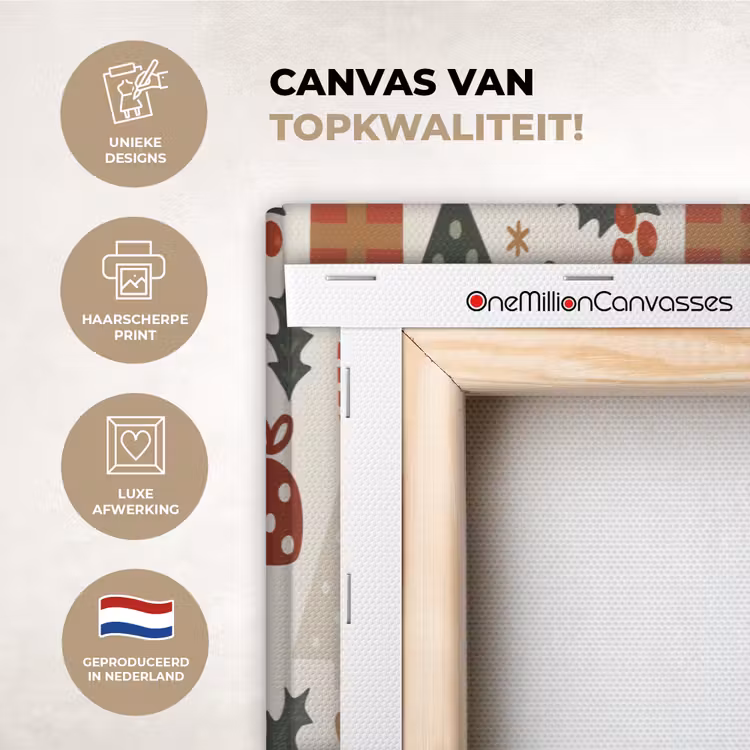 Canvas schilderij - Illustratie - Kerstfiguren - Beige — 1