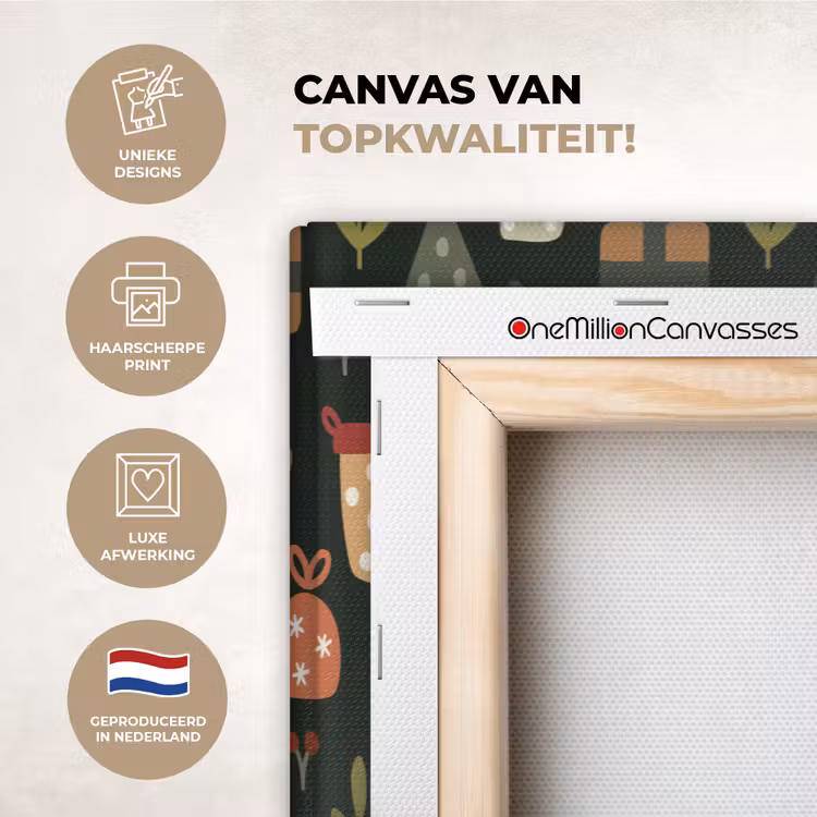 Canvas schilderij - Illustratie - Kerstfiguren - Groen — 1