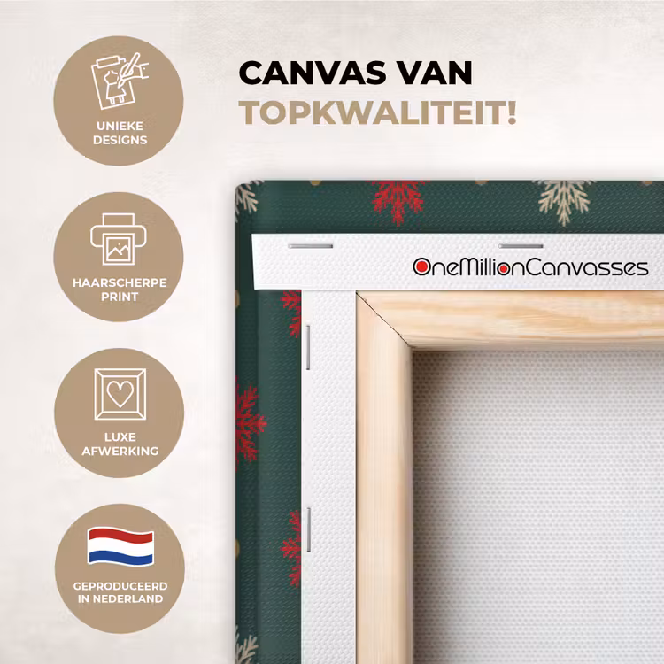 Canvas schilderij - Illustratie - Sneeuwvlokken - Groen — 1