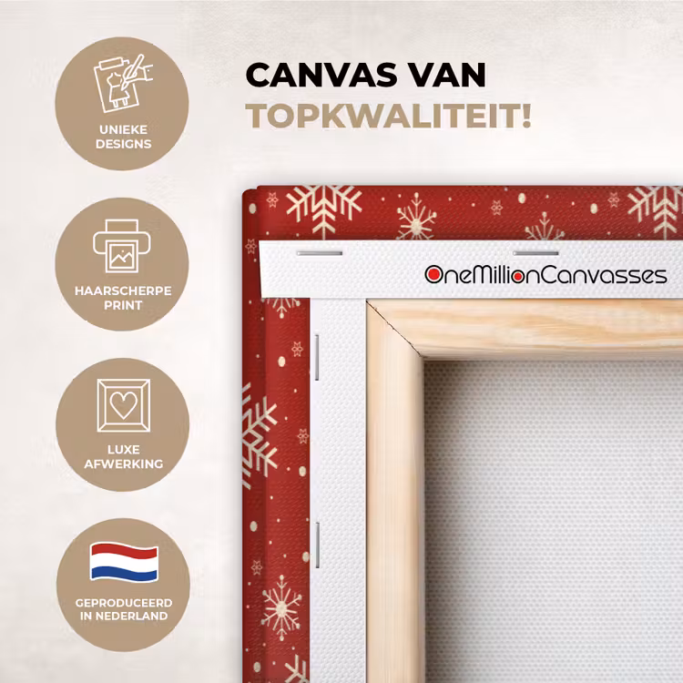 Canvas schilderij - Illustratie - Sneeuwvlokken - Rood — 1