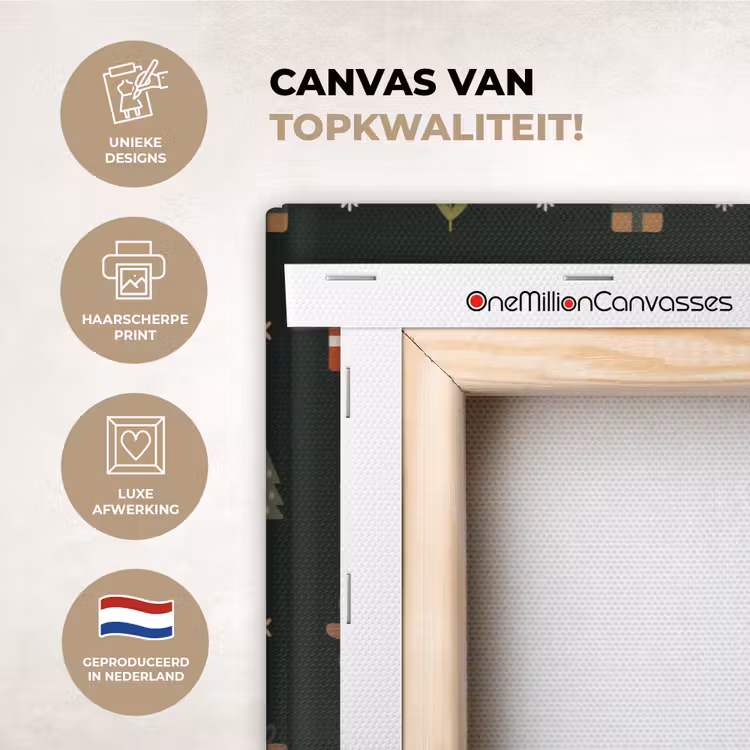 Canvas schilderij - Patroon - Kerstsymbolen - Groen — 1