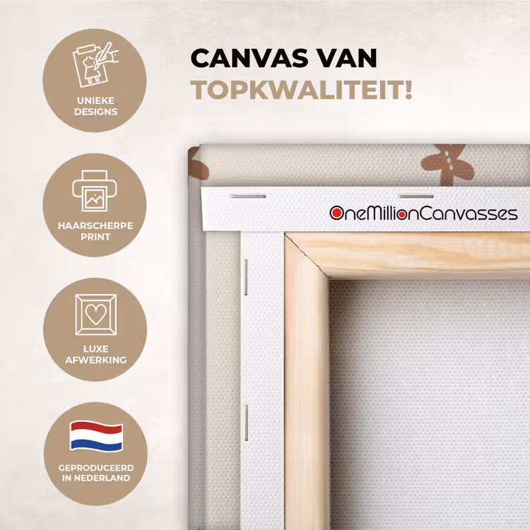 Canvas schilderij - Patroon - Koekjes - Beige — 1