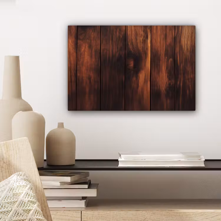 Canvas schilderij - Hout - Planken - Vintage - Donkerbruin — 5