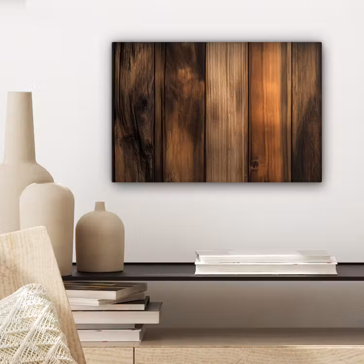 Canvas schilderij - Hout - Rustiek - Donkere Planken — 5