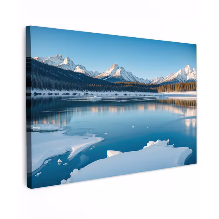 Canvas schilderij - Landschap - Winter - Meer - Bergen - Uitzicht - IJs — 1